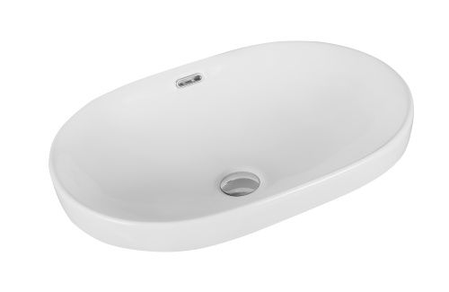 Раковина из сантехнического фарфора Milleau NUAGE MU018-GW 60х40 встраиваемая цвет белый без отверстий под смеситель