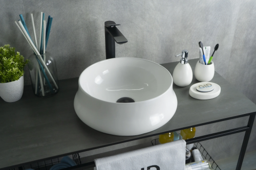 Раковина керамическая Gid Esfera 51145 40х40 накладная цвет белый без отверстий под смеситель