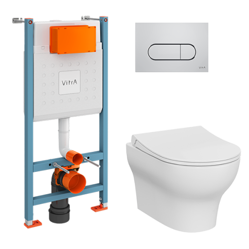 Комплект унитаз с инсталляцией и клавишей смыва Vitra Zentrum Round 9879B003-7200