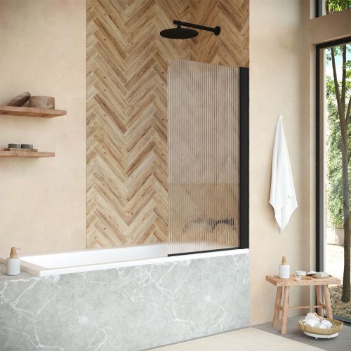 Душевая шторка на ванну Vegas-Glass EV+EV NOVO EV NOVO 70 02М Moru R 70х140 стекло рифленое профиль черный ориентация правая