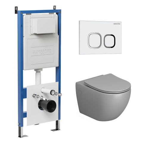 Инсталляция + кнопка смыва + унитаз Grossman Cosmo 97.4411S.02.000