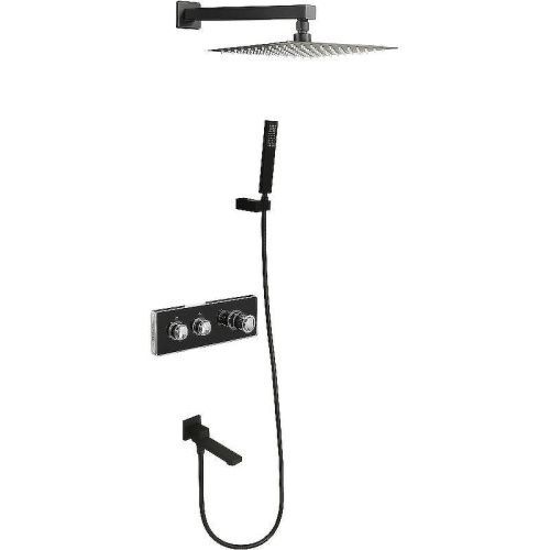 Душевая система ALMAes Stora TVZ-0899 встраиваемая в стену цвет черный с термостатом