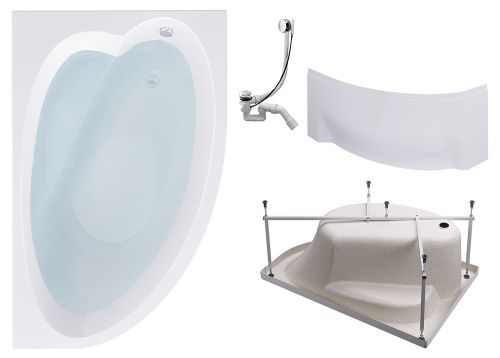 Ванна акриловая Timo IVA IVA1610R-KTIVA16-SPV1505-FPIVA16R 160х100 пристенная асимметричная с каркасом