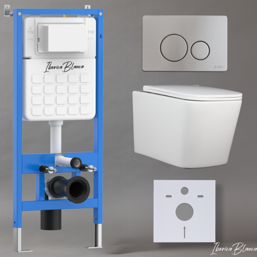 Комплект унитаз с инталляцией и клавишей смыва Iberica Blanca TOLEDO ALTO IB001.TLA.231.8132