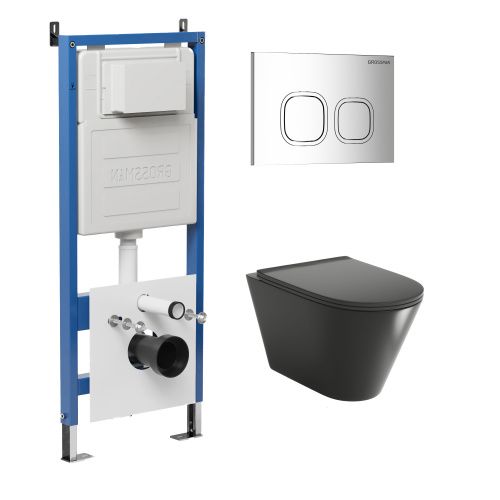 Инсталляция + кнопка смыва + унитаз Grossman Cosmo 97.4477BMSQ.02.100
