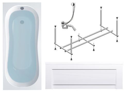 Ванна акриловая Timo INKA INKA1770-KT17-SPV1505-FP17S 170х70 пристенная прямоугольная с каркасом