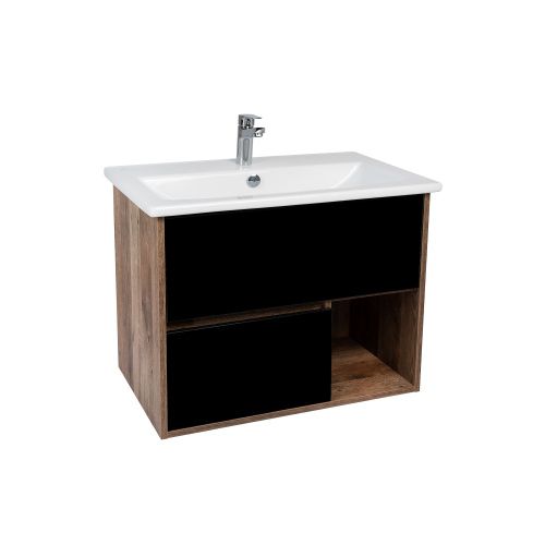 Тумба под раковину Viant Люксембург VLUX75ELCH-T2YP 70х40 подвесная цвет черный