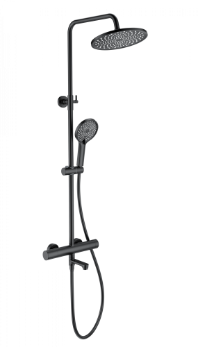 Душевая стойка Wonzon & Woghand WW-B3069-MB настенная цвет черный с термостатом