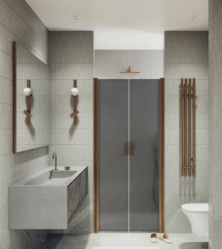 Душевая дверь Maybah Glass MGD-444-2 100х200 стекло тонированное профиль бронза