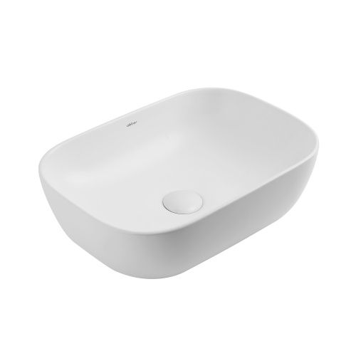 Раковина из сантехнического фаянса Abber RECHTECK AC2200MW 50х30 накладная цвет белый без отверстий под смеситель