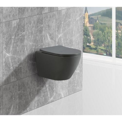 Унитаз подвесной Esbano AMAPOLA ESUPAMAPGM серый с сиденьем микролифт безободковый каскадный смыв