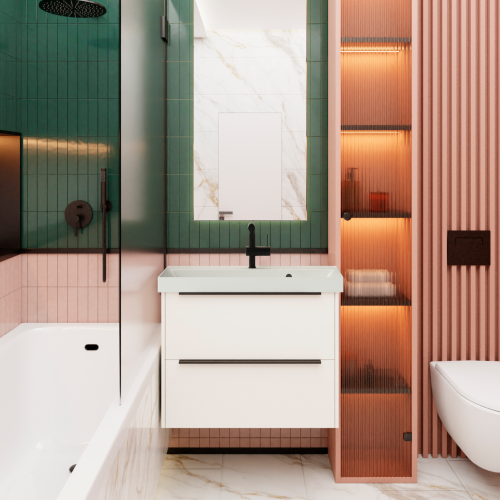 Тумба с раковиной La Fenice TESORO NFNC-01-TES-PB-100-2-3-100 100х50 подвесная цвет белый