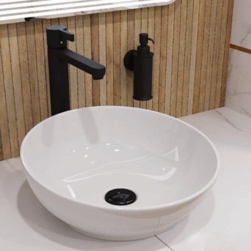 Раковина из сантехнического фарфора Sanita Luxe Art Cut WB.CT/Art/40-N.Cut/WHT.G/S1 40х40 накладная цвет белый