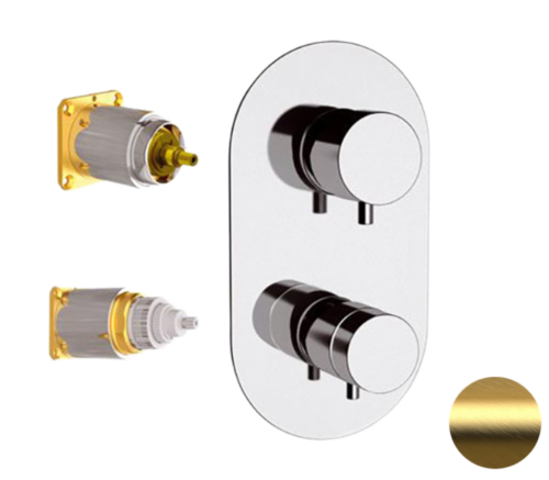 Смеситель для душа Remer Elegance NT92KBBG встраиваемый в стену золото с термостатом