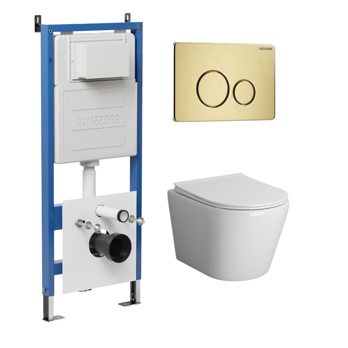 Инсталляция + кнопка смыва + унитаз Grossman Style 97.4478BMS.05.32M