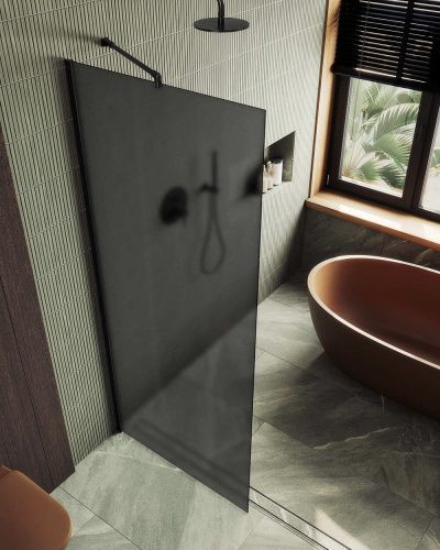 Душевая перегородка Maybah Glass MGD-687-6ш 120х195 стекло тонированное профиль черный