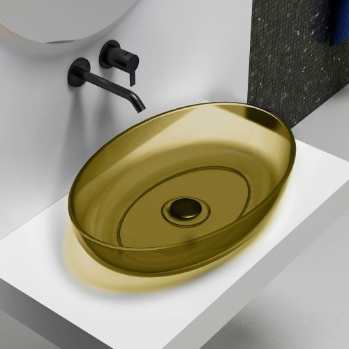 Раковина из полиэфирной смолы Abber KRISTALL AT2801Vesuvian 60х40 накладная цвет зеленый без отверстий под смеситель