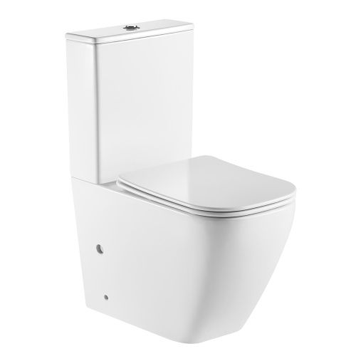 Унитаз напольный с бачком Azario LEVANTO AZ-1228A-G белый с сиденьем микролифт безободковый каскадный смыв