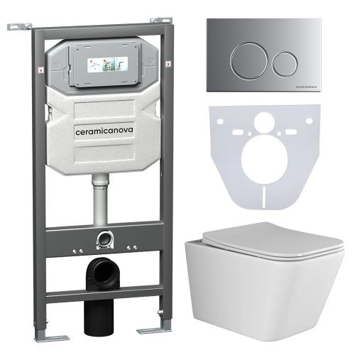 Инсталляция с кнопкой + унитаз + шумоизоляция Ceramica Nova CN3007_1001M_1000