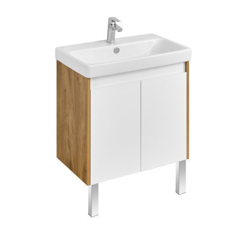 Тумба под раковину Aquaton Сканди Doors 1A278901SDZ90 70х50 подвесная цвет белый/коричневый