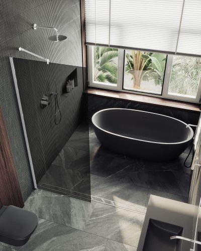 Душевая перегородка Maybah Glass MGD-686-1ш 120х195 стекло тонированное профиль белый