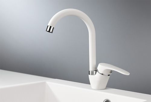 Смеситель для кухни Granula 1024, АРКТИК на мойку белый