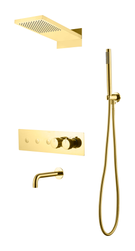 Душевая система Boheme Fusion 131-2-G встраиваемая в стену цвет золото с термостатом
