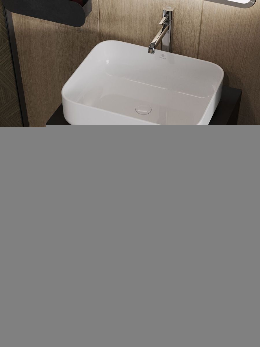 Тумба с раковиной Orange Line Li-60TubMDF+B05-500W 60х50 подвесная цвет черный - фото 4