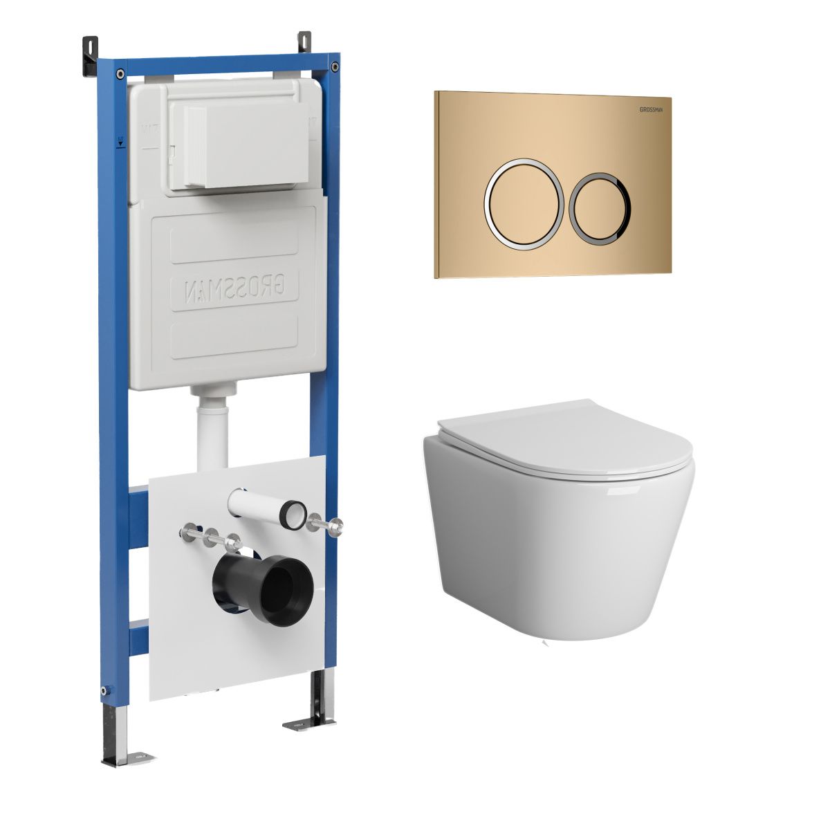 Инсталляция + кнопка смыва + унитаз Grossman Galaxy 97.4478S.01.310