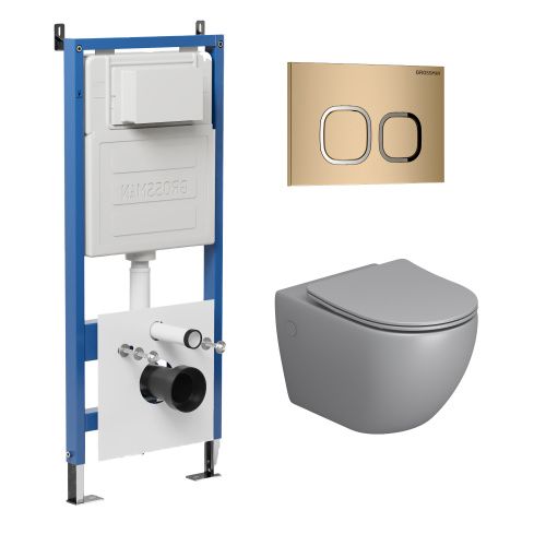 Инсталляция + кнопка смыва + унитаз Grossman Cosmo 97.4411SQ.02.310