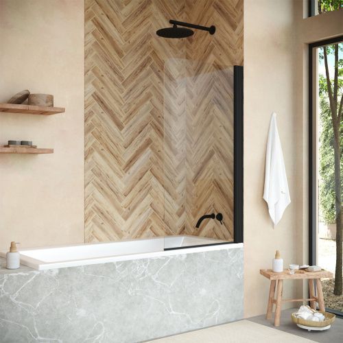 Душевая шторка на ванну Vegas-Glass EV+EV NOVO EV NOVO 70 02М crystalvision 70х140 стекло прозрачное профиль черный ориентация универсальная