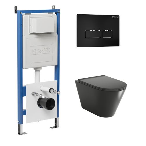 Инсталляция + кнопка смыва + унитаз Grossman Pragma 97.4477BMSQ.03.210