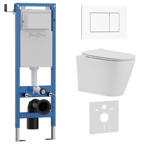 Комплект унитаз с инталляцией и клавишей смыва Iberica Blanca BURGOS ALTO IB.001M.BRA.231.855