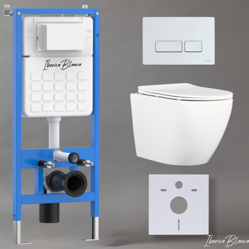 Комплект унитаз с инталляцией и клавишей смыва Iberica Blanca BILBAO ALTO IB001.BLA.231.211