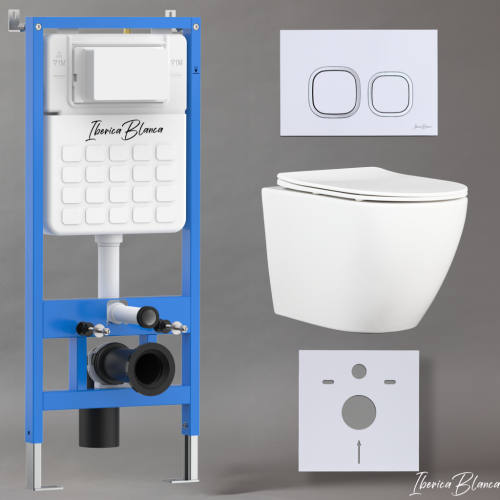 Комплект унитаз с инталляцией и клавишей смыва Iberica Blanca BILBAO ALTO IB001.BLA.231.831