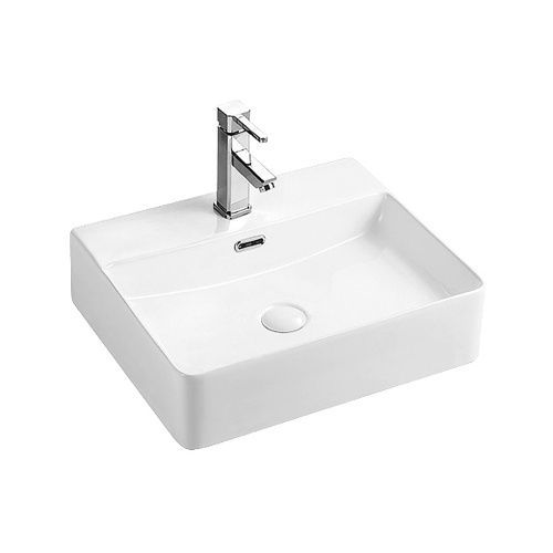 Раковина из сантехнического фаянса Azario AZ-2173-S-MW 50 см накладная цвет белый 1 отверстие под смеситель