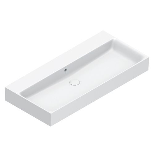 Раковина керамическая Catalano Premium 221000001 100 см подвесная цвет белый без отверстий под смеситель