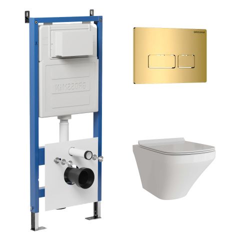 Инсталляция + кнопка смыва + унитаз Grossman Pragma 97.4440S.03.300