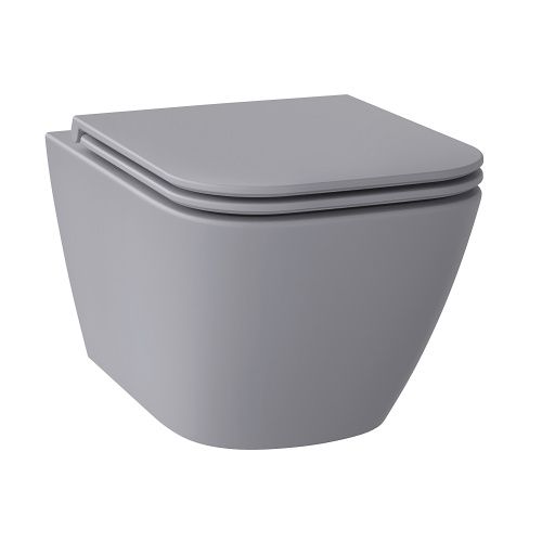 Унитаз подвесной Wellsee Pure BY Wellsee 182605001 серый с сиденьем микролифт безободковый каскадный смыв