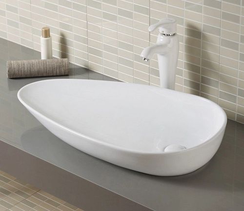 Раковина из сантехнического фаянса CeramaLux 7862 80х40 накладная цвет белый без отверстий под смеситель