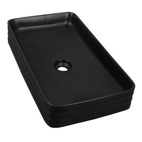 Раковина из сантехнического фаянса Azario AZ-2250-MB 70 см накладная цвет черный