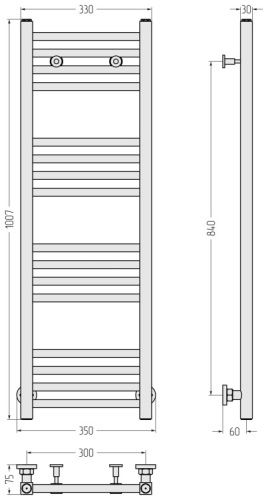 Полотенцесушитель водяной Сунержа Модус 31-0250-1030 30х100 черный