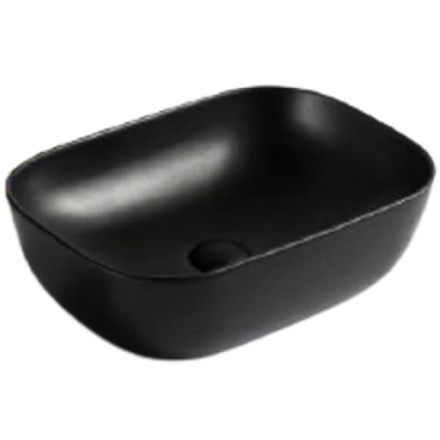 Раковина из сантехнического фаянса BelBagno BB1302-H301 50х40 накладная цвет черный без отверстий под смеситель