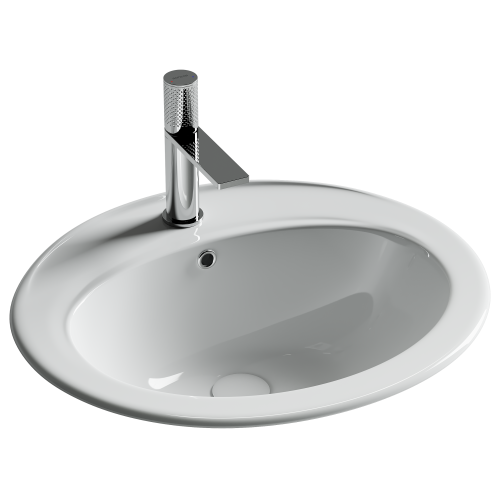 Раковина из сантехнического фарфора Ceramica Nova SUN CN6079 60х50 встраиваемая цвет белый 1 отверстие под смеситель