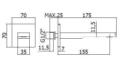 Излив Paffoni Tango ZBOC120CR настенный хром - фото 2