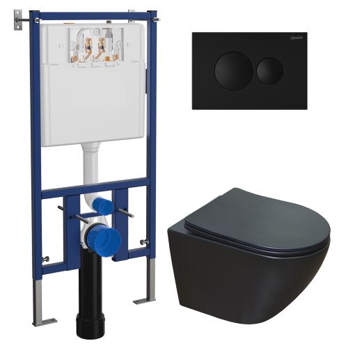 Комплект унитаз с инсталляцией с клавишей смыва Loranto  4501+7313+AZ-2003MB