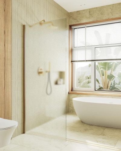 Душевая перегородка Maybah Glass MGD-1357-3ш 100х195 стекло тонированное профиль золото