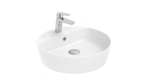 Раковина из сантехнического фарфора Creavit Loop LP146-00CB00E-0000 50х50 накладная цвет белый