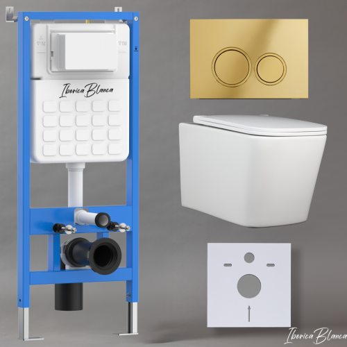 Комплект унитаз с инталляцией и клавишей смыва Iberica Blanca TOLEDO ALTO IB001.TLA.234.826