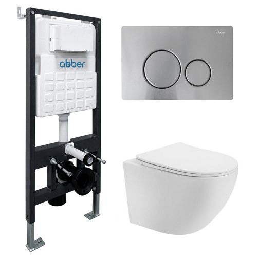 Комплект сантехническая инсталляция с клавишей смыва Abber Bequem AC1100T-AC0105-AC0121MCH